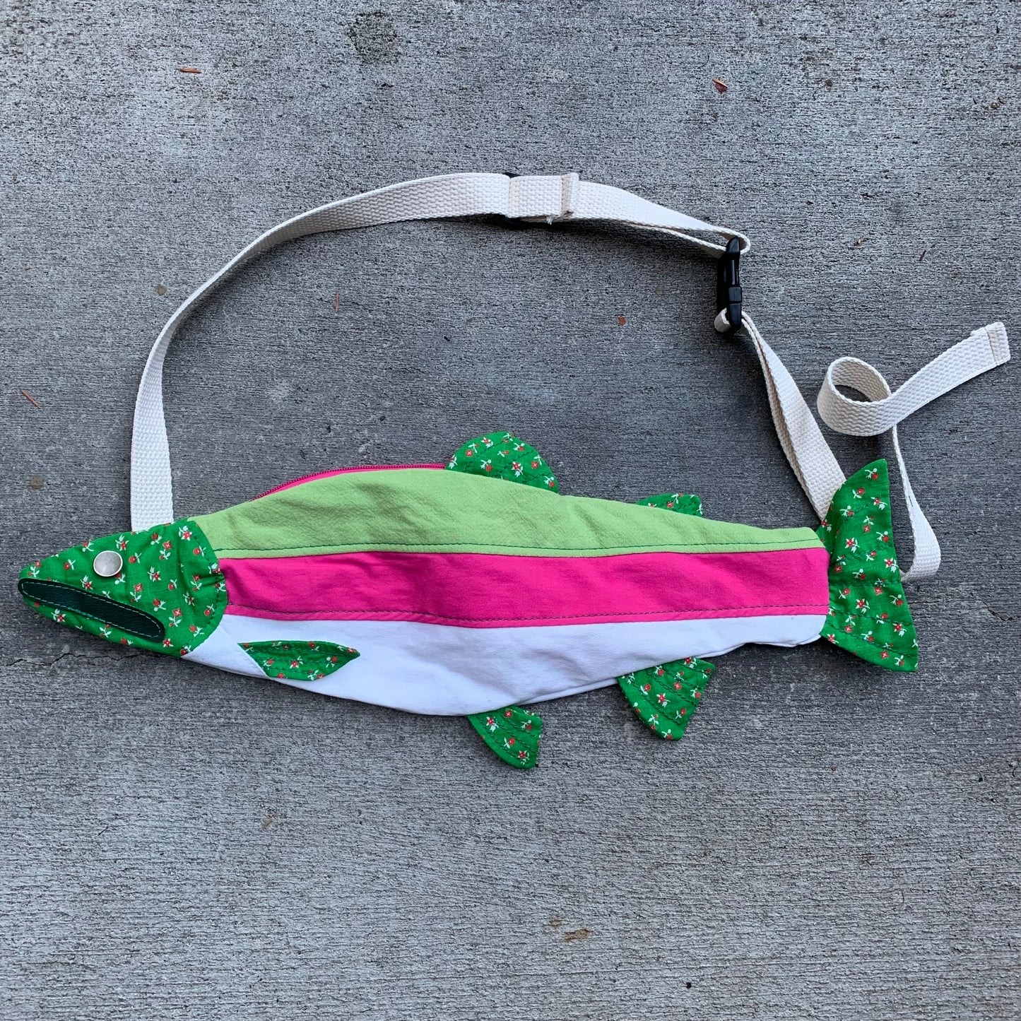 Rainbow Trout Crossbody Bag: Lime/Floral/Magenta/White