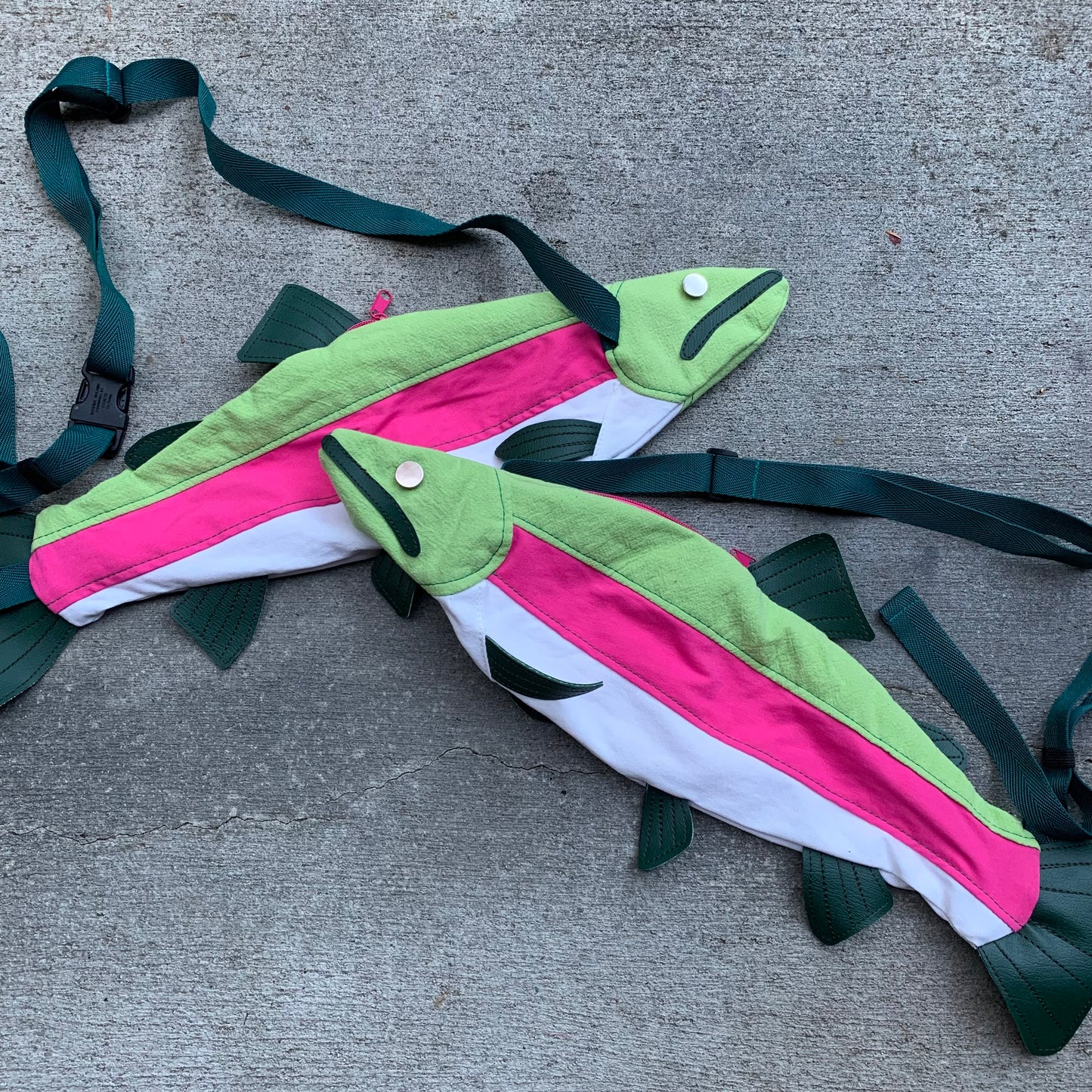 Rainbow Trout Crossbody Bag: Lime/Magenta/White