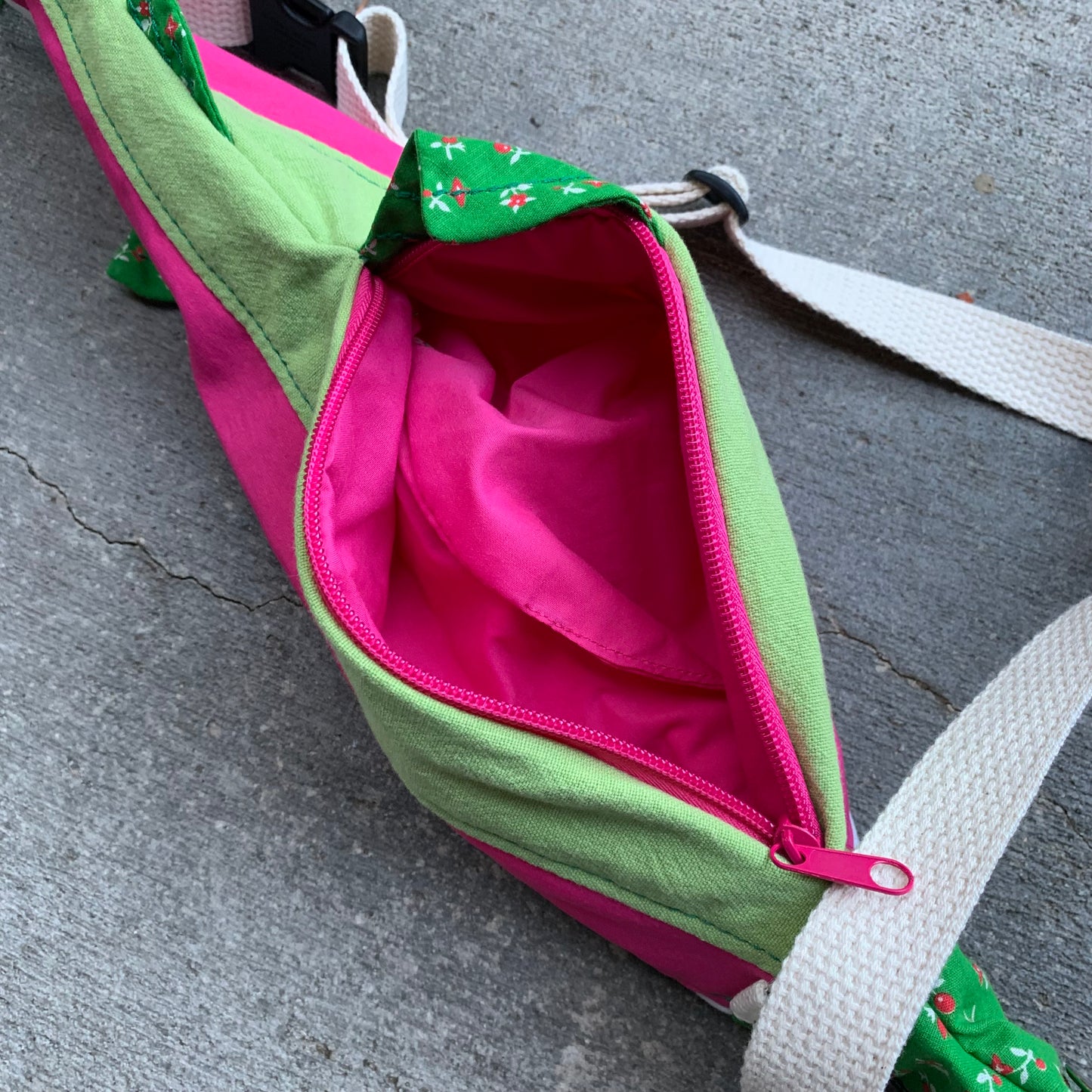 Rainbow Trout Crossbody Bag: Lime/Floral/Magenta/White