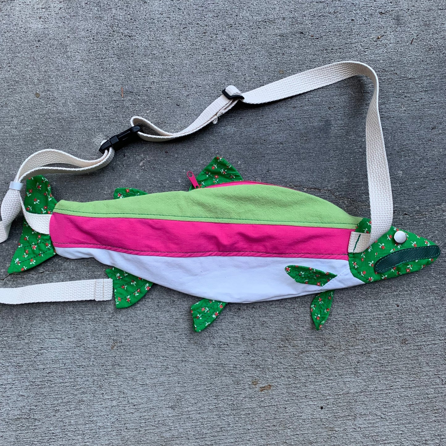Rainbow Trout Crossbody Bag: Lime/Floral/Magenta/White