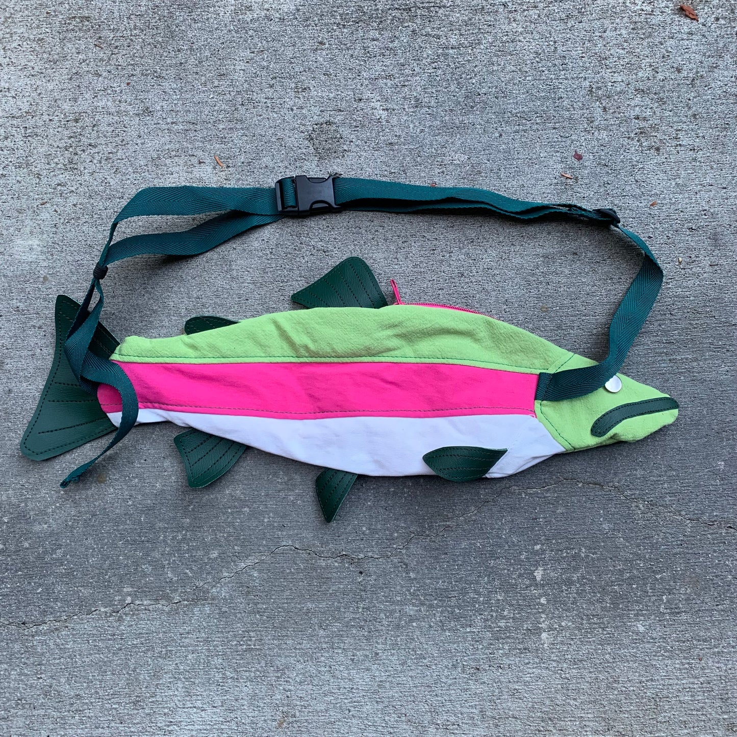 Rainbow Trout Crossbody Bag: Lime/Magenta/White