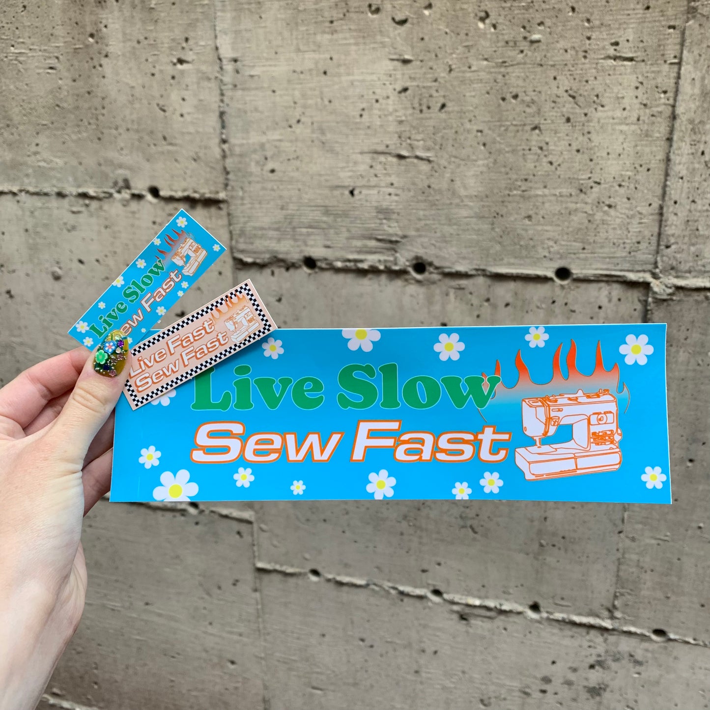 Live Slow Sew Fast Bumper Sticker