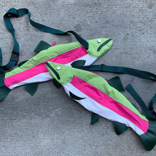 Rainbow Trout Crossbody Bag: Lime/Magenta/White